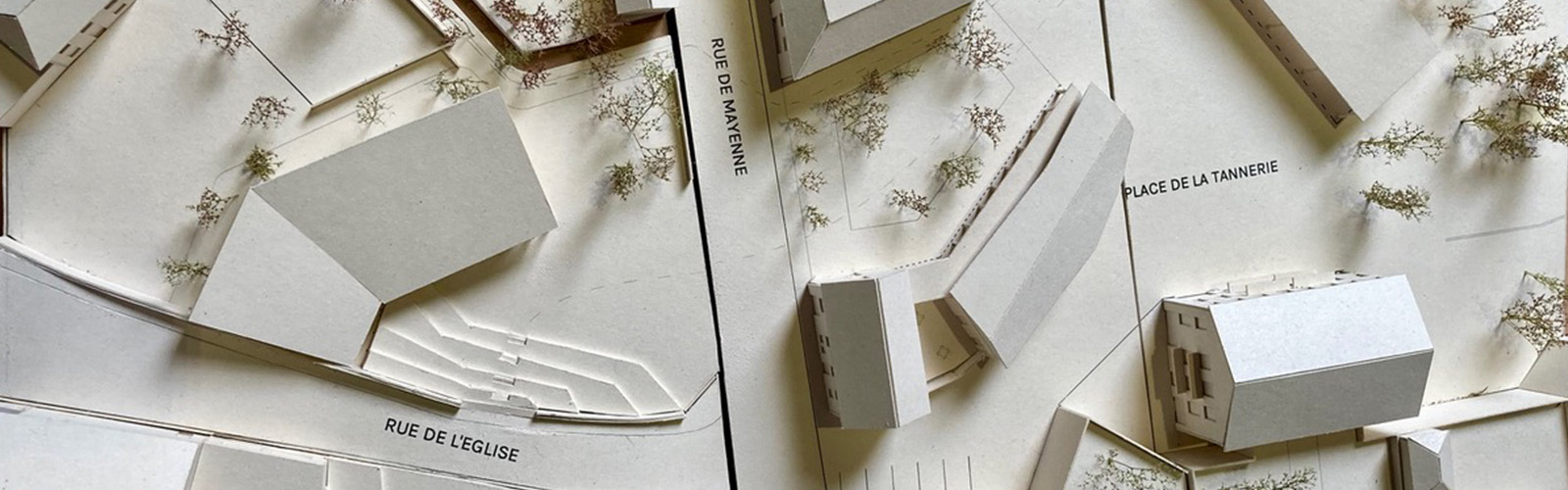 Travaux étudiants : maquette réalisée dans le cadre de l'atelier de projet mené entre l'ENSA PVL et la commune de Lassay-Les-Châteaux